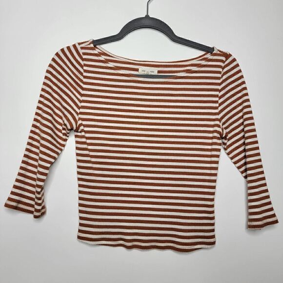 Striped Brown and White Women's Top - Picture 8 of 8